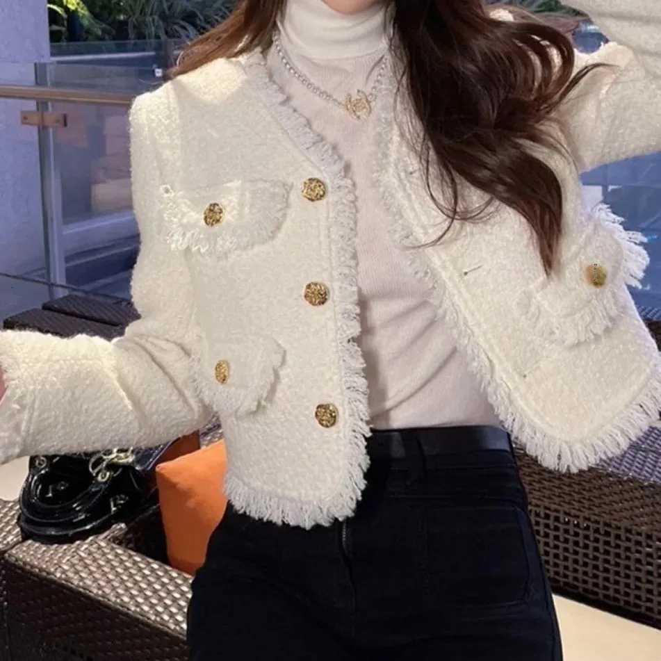 White Short French Style Tweed Jacket Hot Sale Of The Season Spring Autumn New Design Sensation Small Fragrance Wind Womens Tre1 Y251105