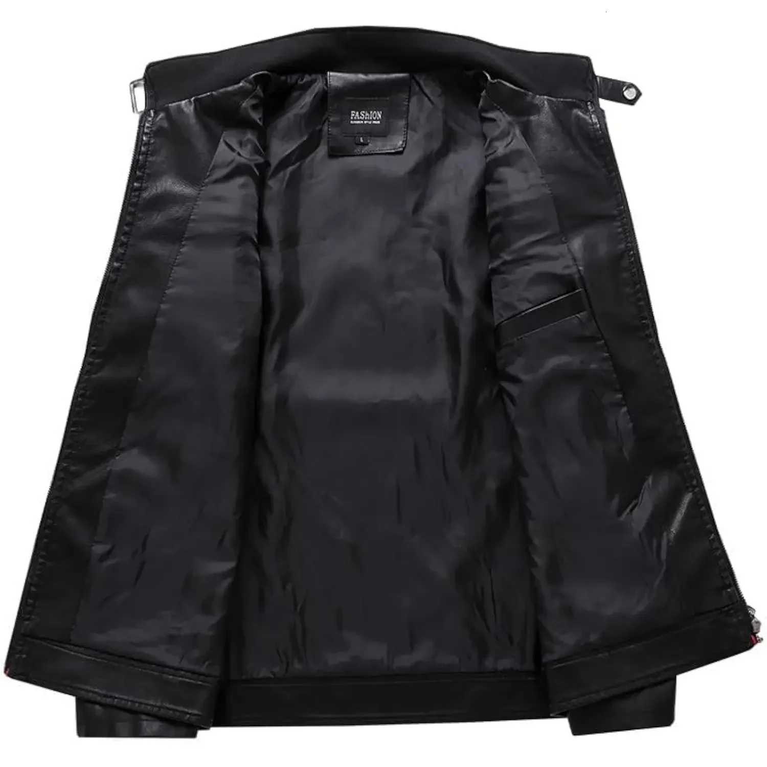 Fall Trendy Color Coats Mens Stand Collar Leather Jacket Block Motor Biker Jacket Classic Jacket Aviator Full Zip OuterwearT251029