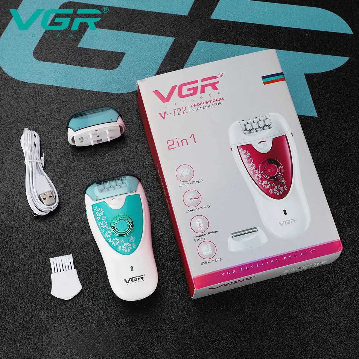 VGR Electric Epilator Women Rechargeable Electric Shaver Whole Body Available Painless Depilat Female Hair Removal Machine 722 J251117
