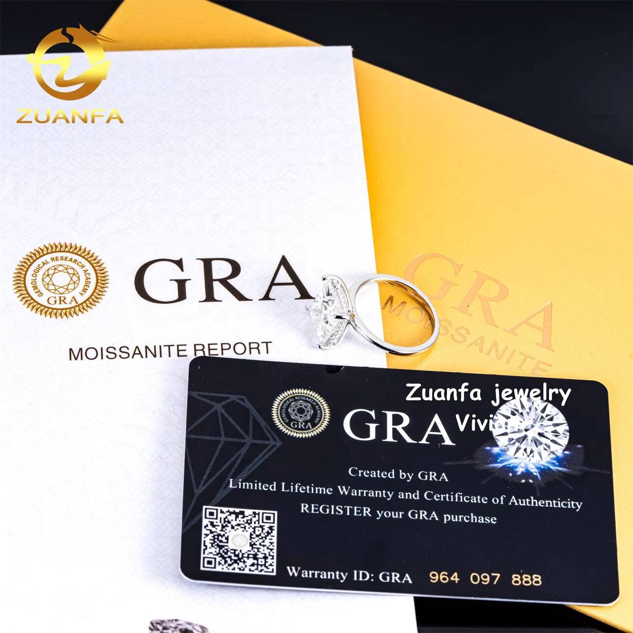 Silver 925 GRA Certification D Color VVS Moissanite Diamond Luxury Fashion Pass Diamond Tester Women Wedding Rings