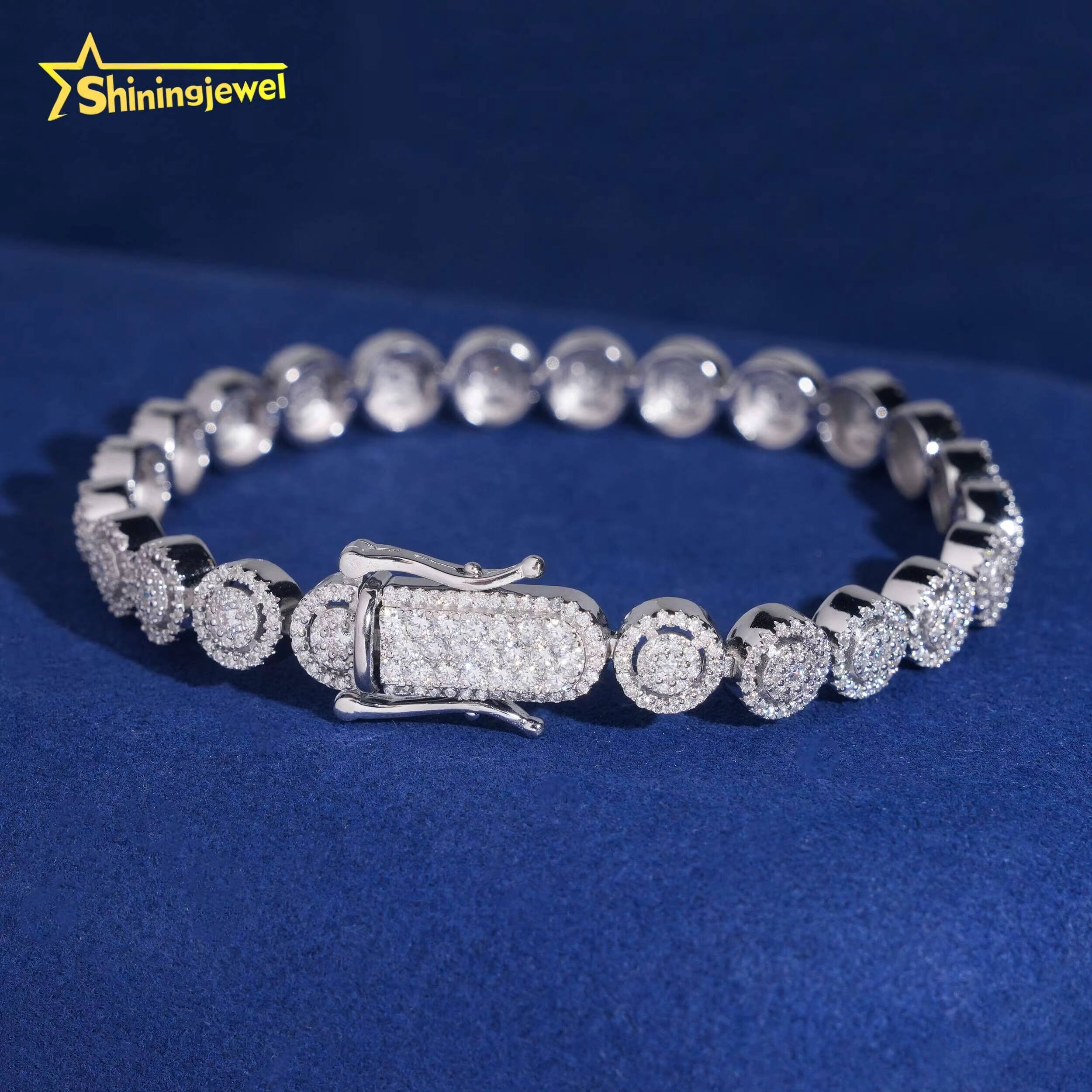 Men Bracelet Luxury Hip Iced Out 8mm Moissanite Cuban Bracelet GRACertificate Custom 925 Silver Bracelet Men Fine Jewelry