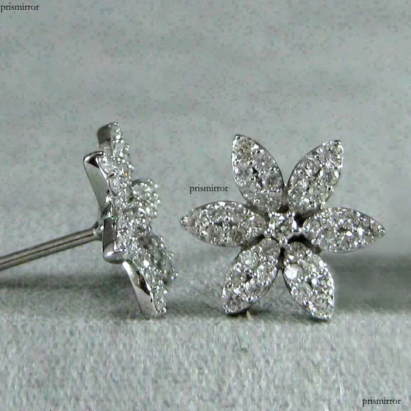 2024 Simple Fashion Stud Earrings Sterling Sier Pave White 5A Cubic Zircon CZ Dia Gemstones Party Dinner Women Snow Flower Earring Gift