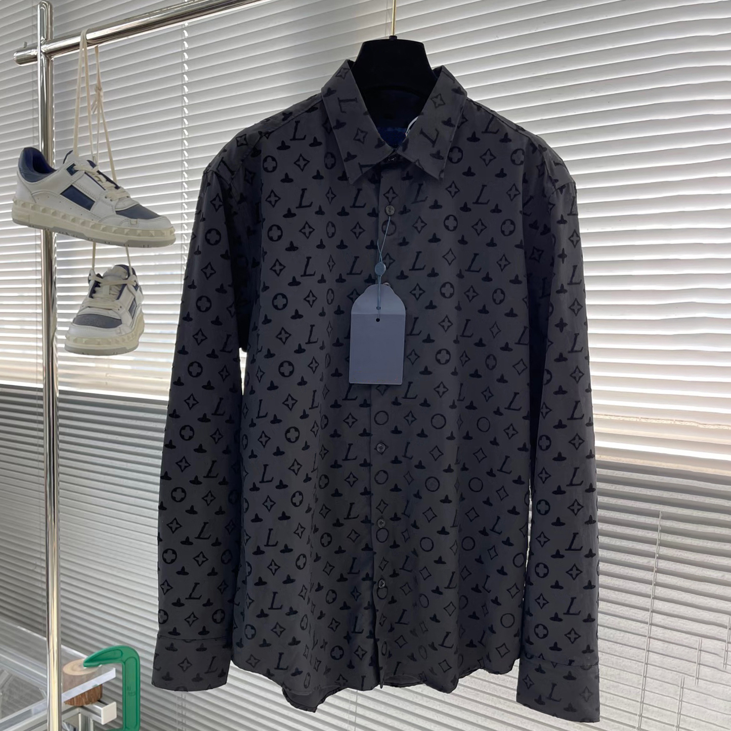 High quality men's clothing designer fashion denim men's shirt women's men's casual shirt men's and women's printed lapel top