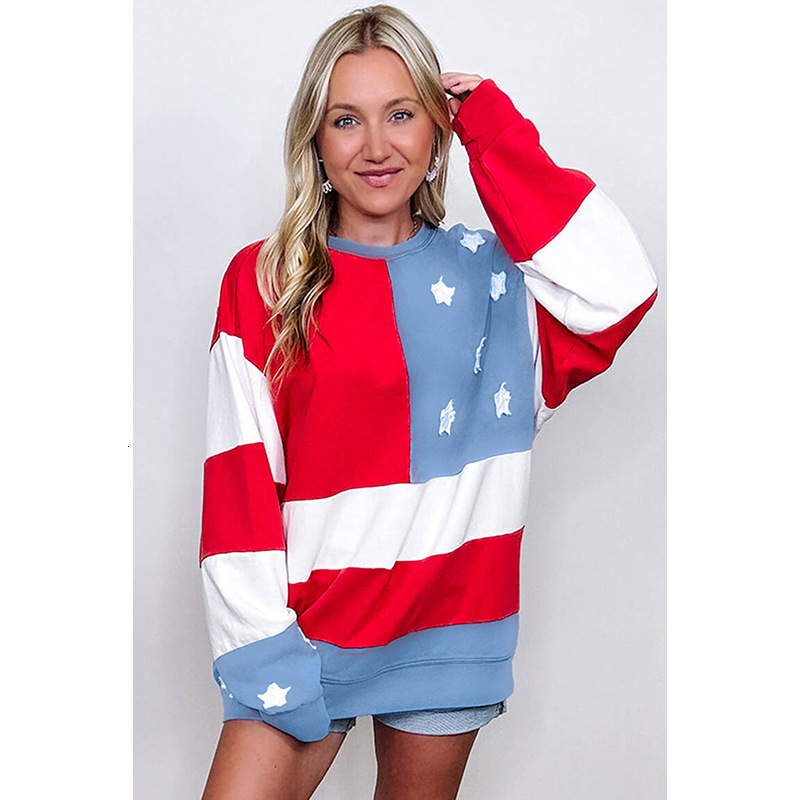 Designer fashion color blocked round neck pullover for women's autumn new loose long sleeved top