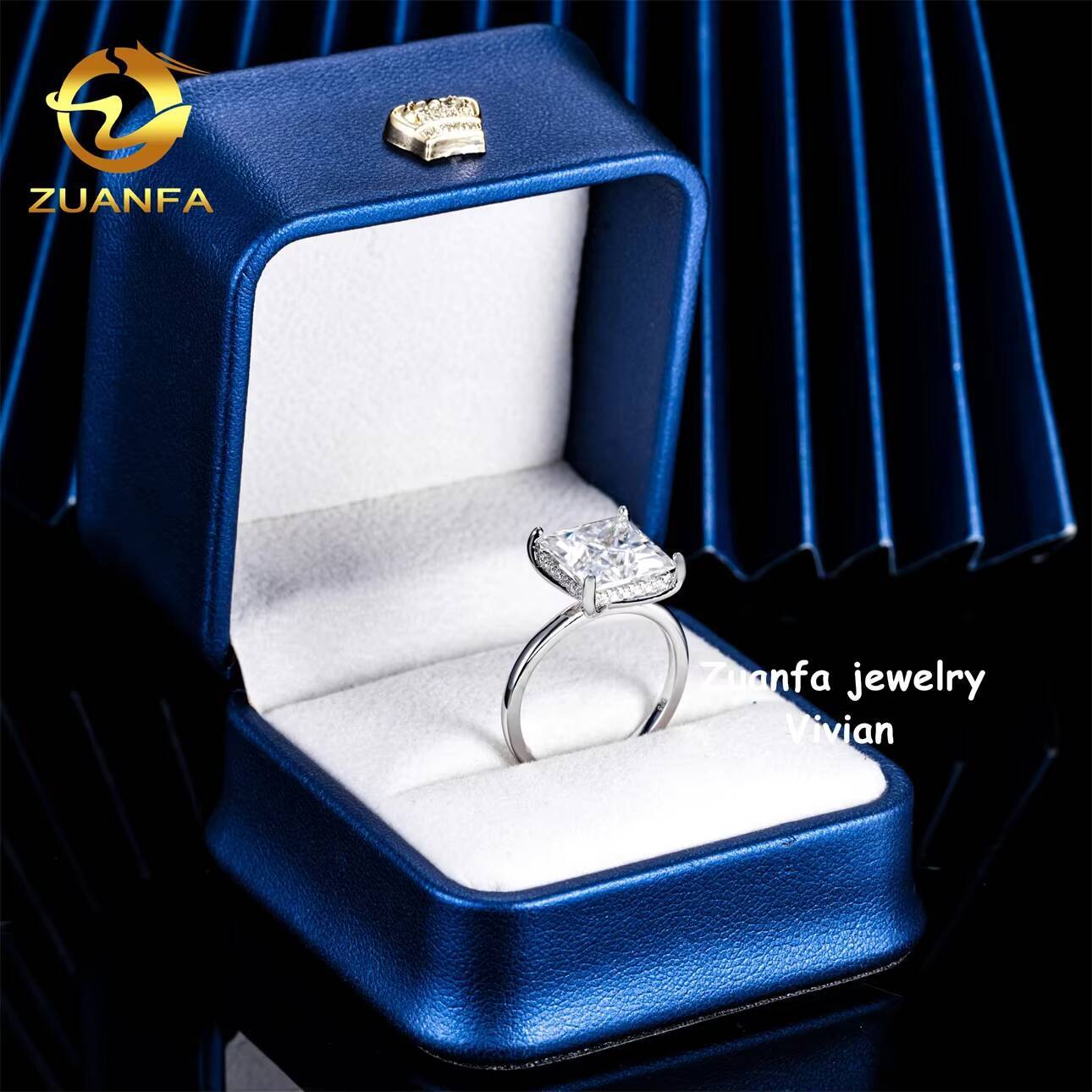 Silver 925 GRA Certification D Color VVS Moissanite Diamond Luxury Fashion Pass Diamond Tester Women Wedding Rings