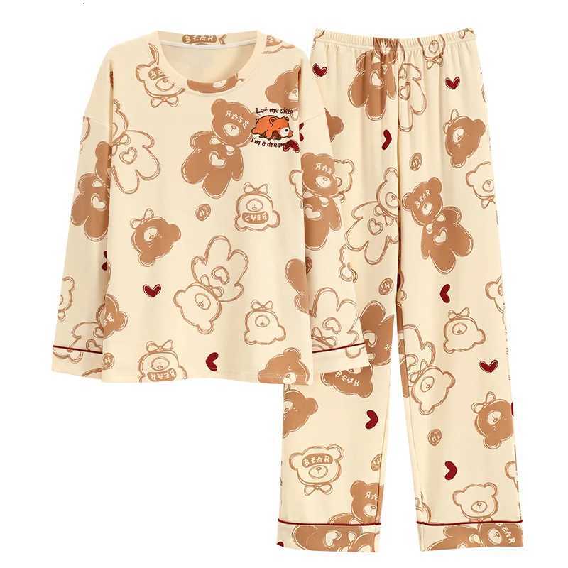 Winter Cotton Round Neck Pajamas Set Printing Pijamas for Young Girls Nightwear Loose Size Sleepwear Leisure LoungewearT251029
