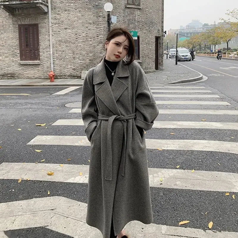 Plus Size Of The Season Womens Woolen Coat Medium Length Versatile Small Size Tweed Outerwear Autumn Winter Fas 251029