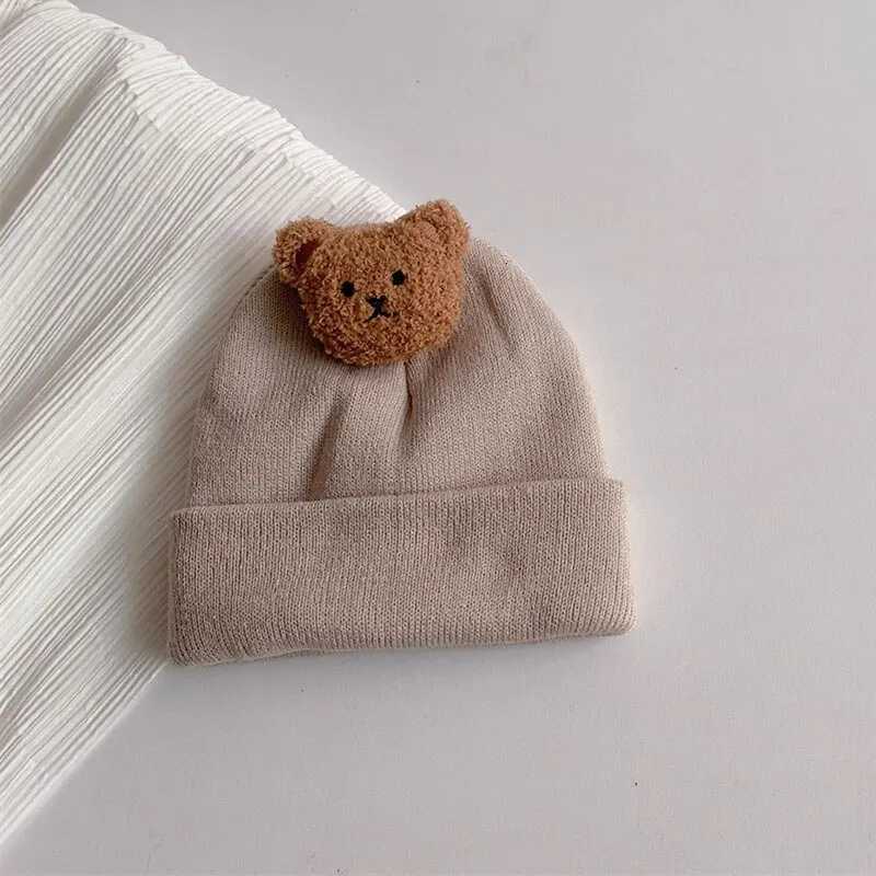 Cartoon Bear Baby Knitted Hat Autumn Winter Warm Newborn Infant Beanies for Boys Girls Soft Comfortable Toddler Kids Bonnet251028