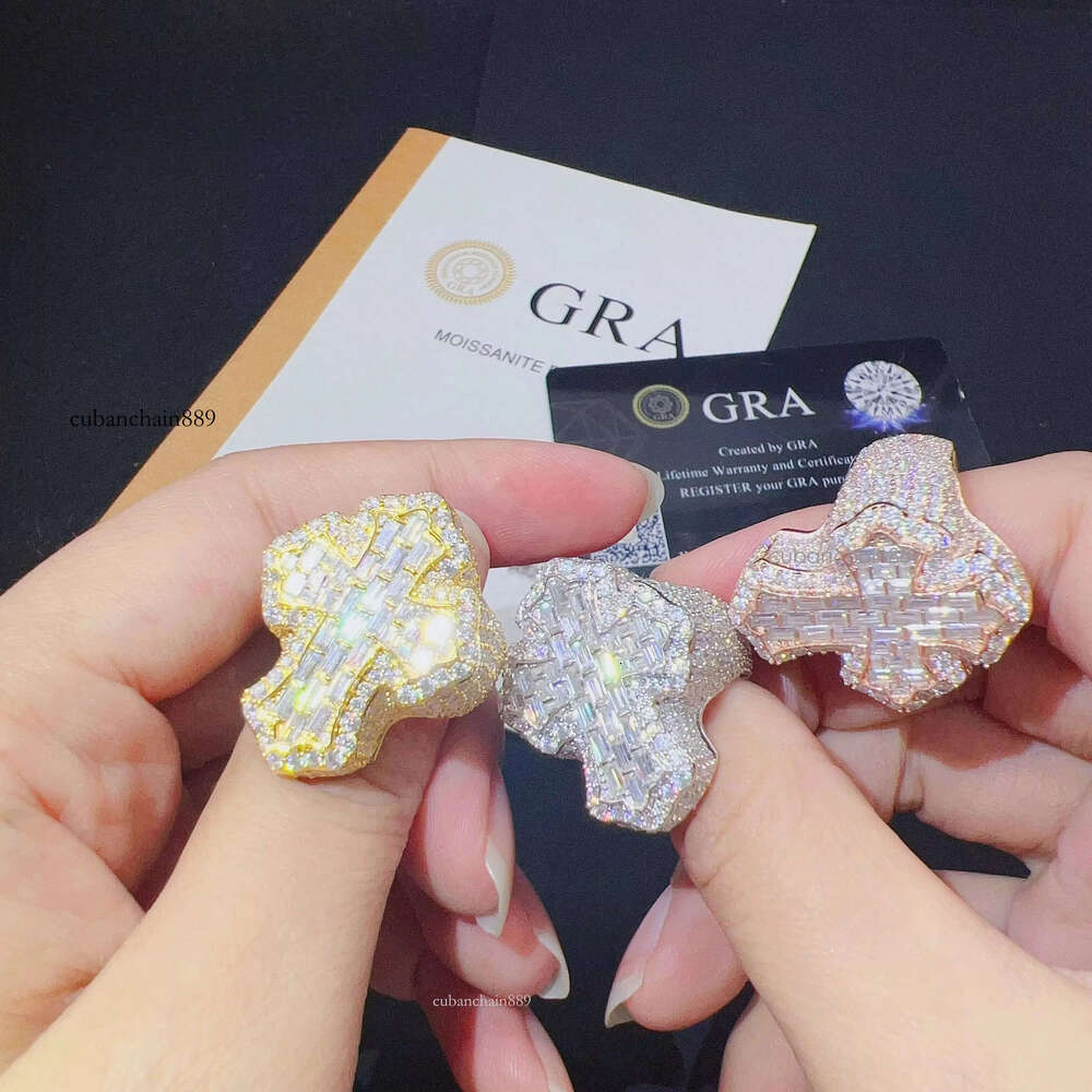 Sterling Sier Fine Fashion Hip Hop Vvs Moissanite Lab Dia Iced Out Jewelry Mens Ring