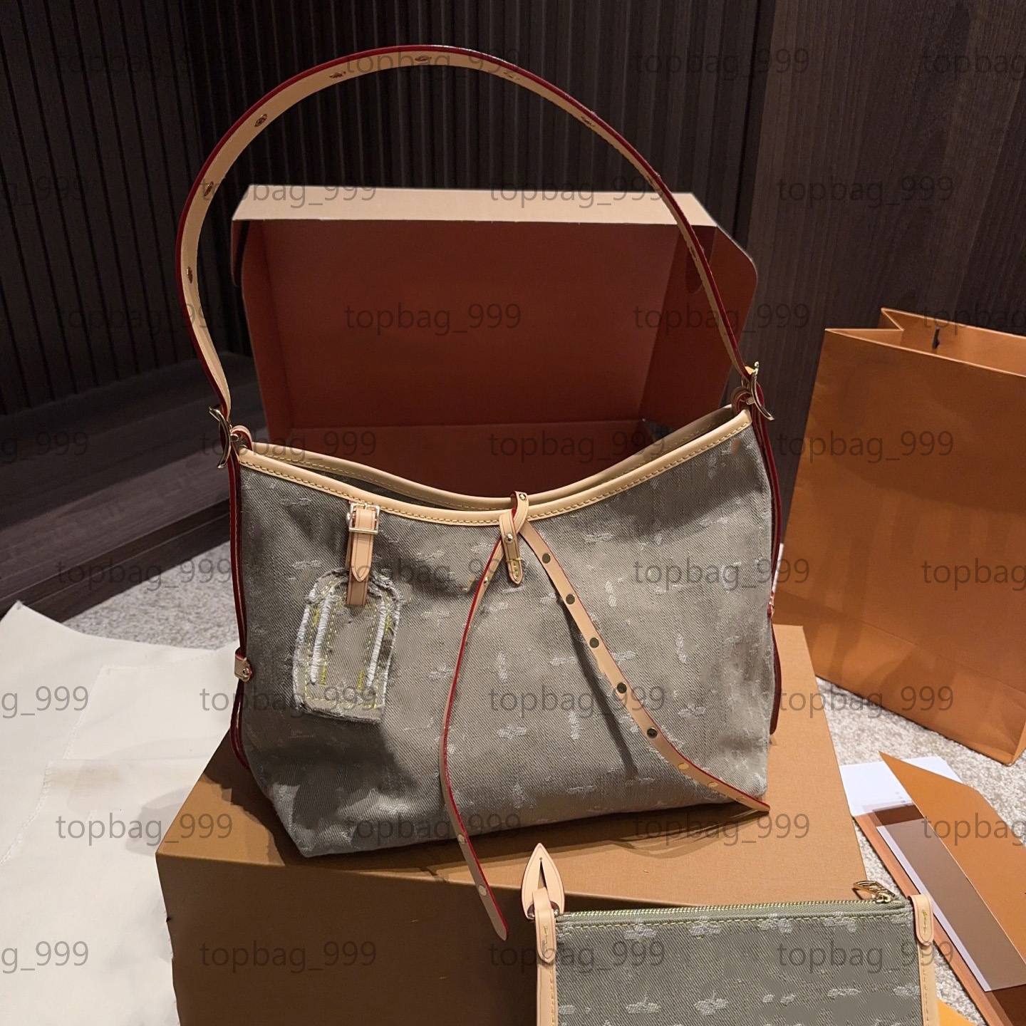 Girls Old Flower Denim Green Hobo Underarm Shoulder Bags Totes Handbag Wallet Bag Messenger Purse With Coin Card Holder Pouch Outdoor Sacoche Pocket 28x25cm