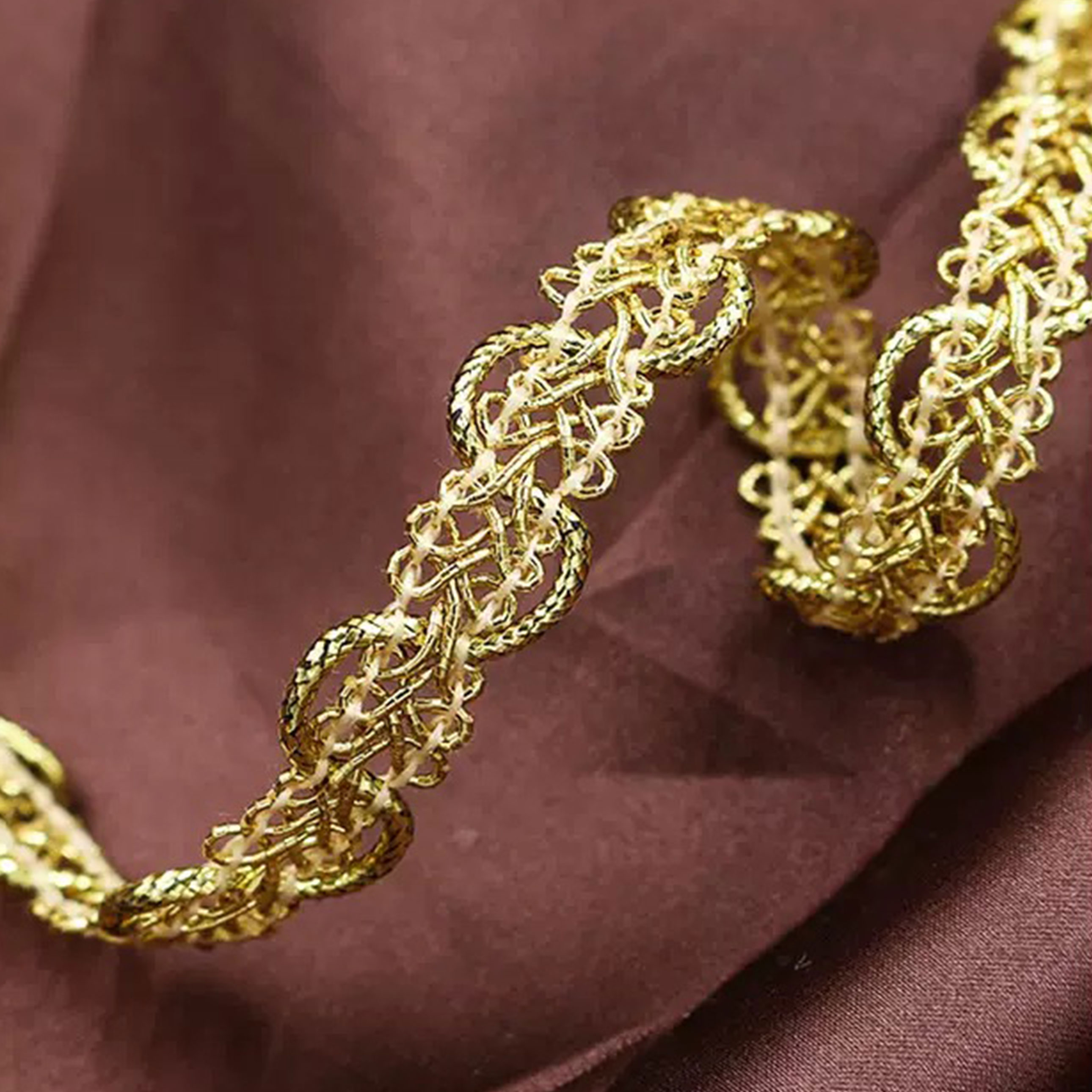Gold Thread Unilateral Hollow Flower Lace 5Yards Of Trim Fabric DIY Embroidered For Sewing Decoration Jewelry Accessories