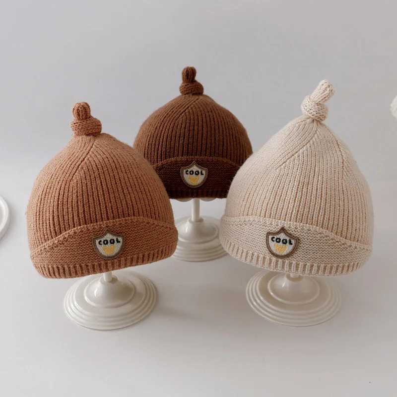 Winter Baby Knitted Hat Cute Bear Beanies 624M Toddler Ear Protection Caps Solid Color Woolen Crochet Bonnet Kids Pullover Cap251028