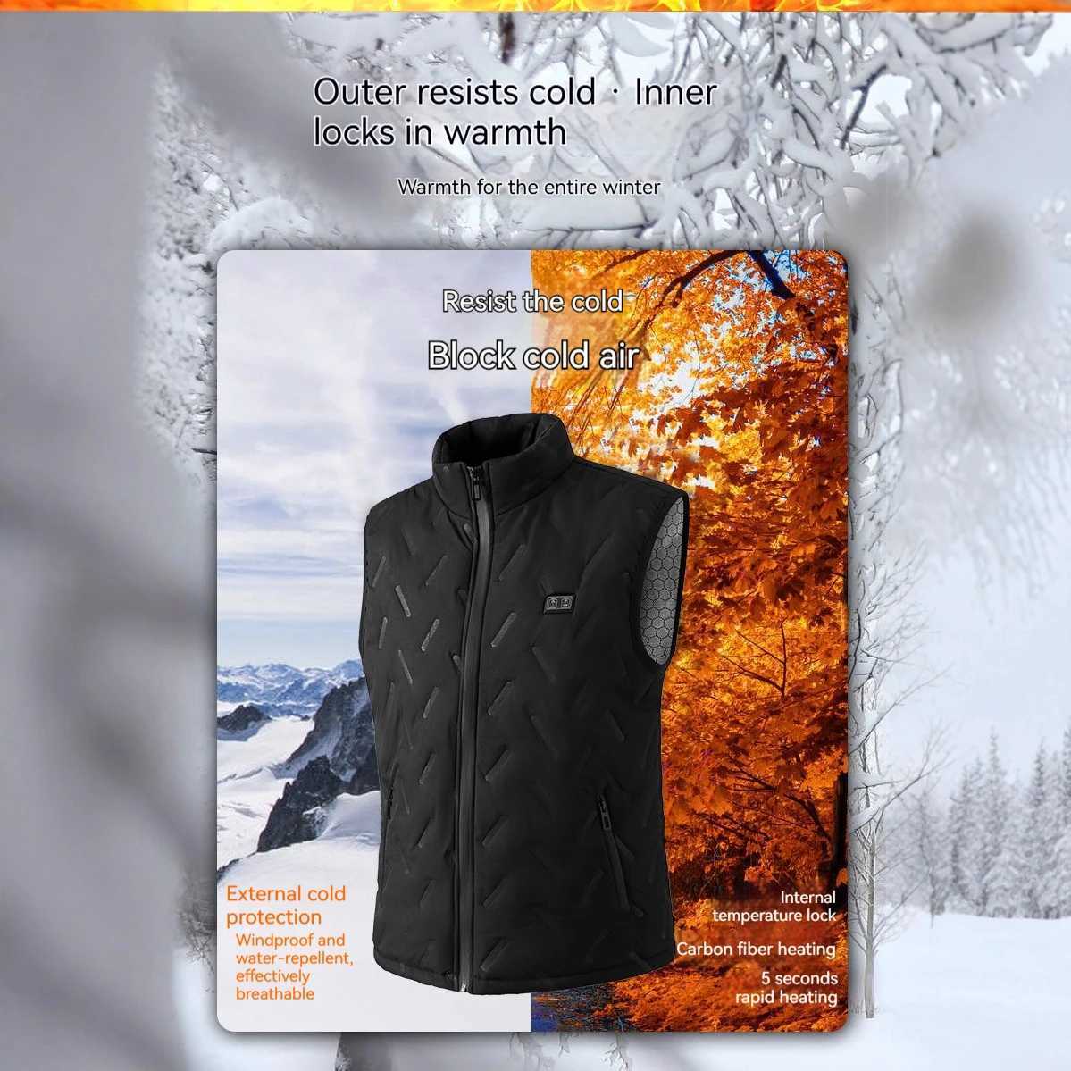 2025 Newest Electric Heating Vest for MenDual Control 9Zone Heated WaistcoatThermal Warming Sleeveless JacketUSBRechargeable W251029