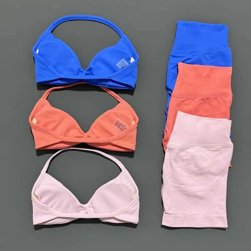 2 Piece Histello Sport Set Women Seamless Yoga Tank Bra High Waist Scrunch Bum Gym Shorts Sets Fitness Running Workout SuitXJ251029