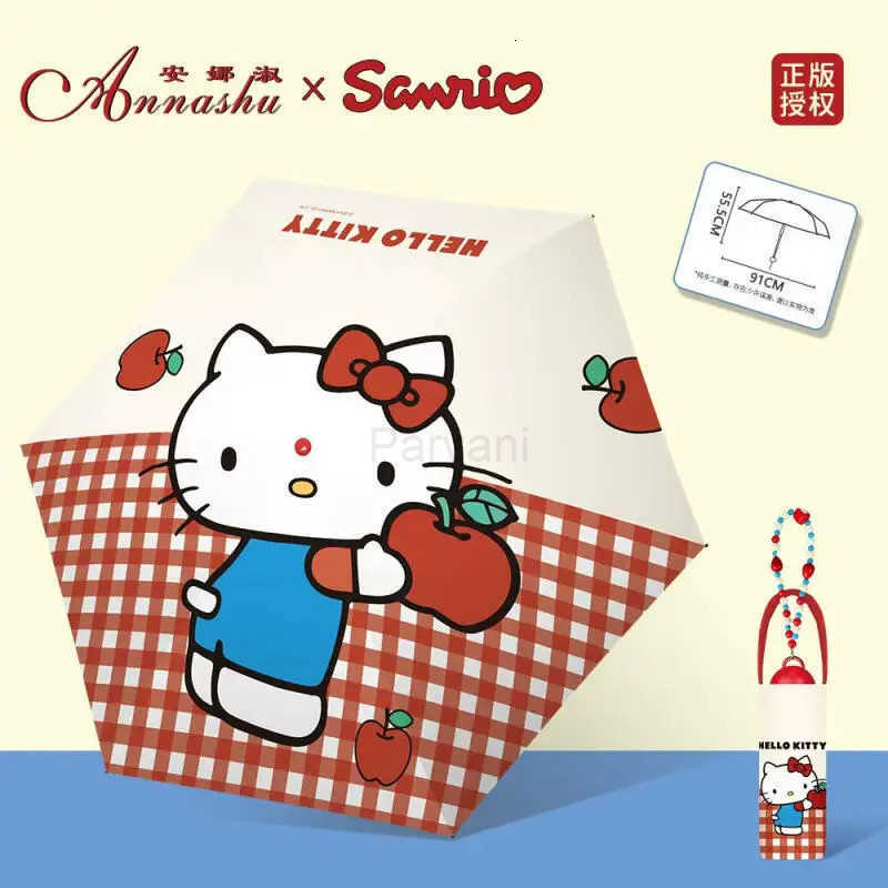 Sanrio Sanrio My Melody Sun Umbrella Kawaii Anime Cute Commute Fold Convenient Black Glue Sunscreen Handbag Style Pocket Sun Umbrella L251029