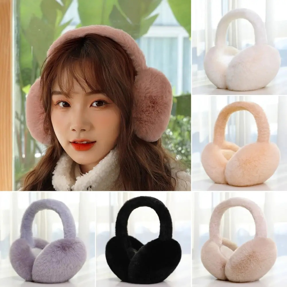 1PC Solid Color Soft Plush Ear Warmer Winter Warm Earmuffs Fashion Ear Cover Outdoor Cold Protection EarMuffs Folding Earflap 251029