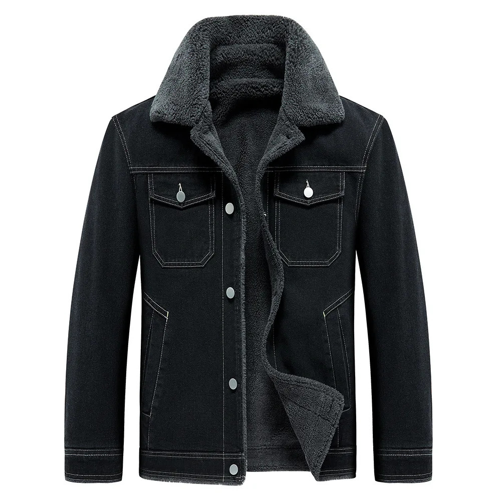 Winter Denim Jacket Coat Warm Fleece Thick Jeans Coat Men Windbreaker Fleece Thick Warm Men Jacket Multipockets Cow Overcoat 251024