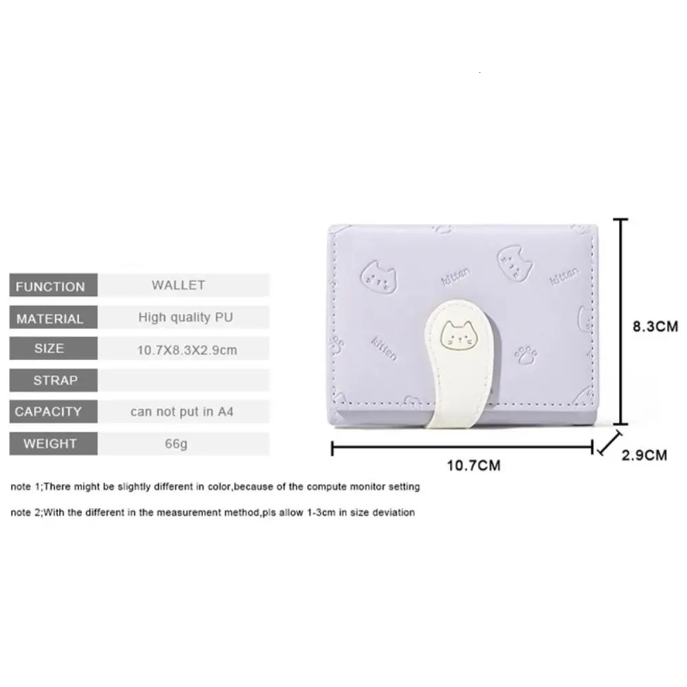 Kitten Print Wallet 5 Color Money Bags Short Cute Small Purse Womens Student Card Holder ID Bag Card Holder Coin Purse 251029