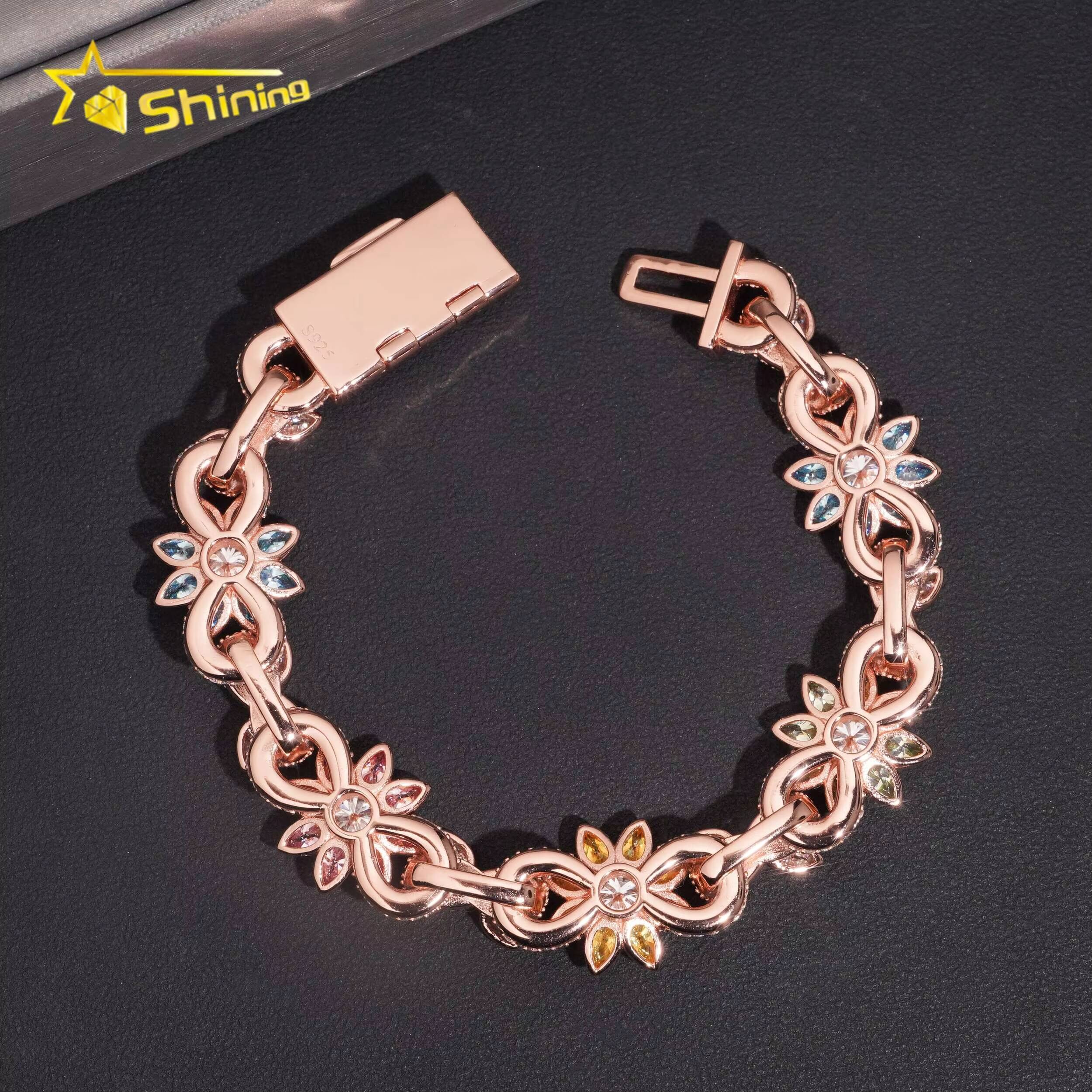 Miossanite Hip Hop Fine Jewelry Sterling Silver 925 D Color VVS Moissanite Diamond Miami Cuban Link Chain Bracelet
