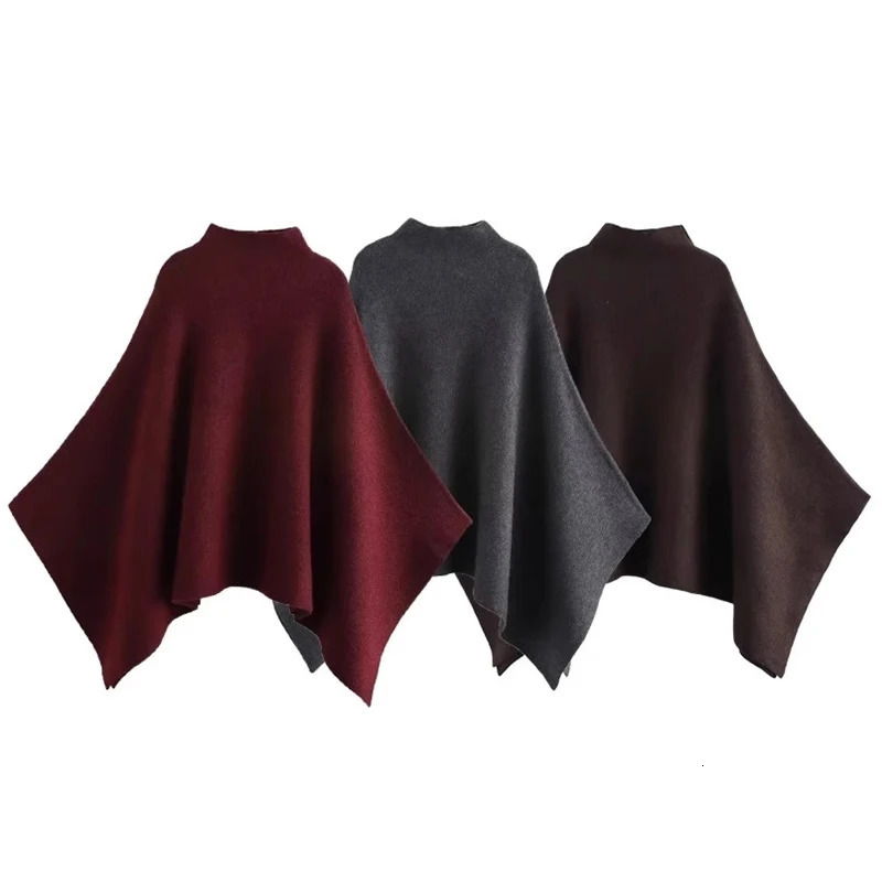 Womens Shawl Wrap Poncho Cape Cardigan Shawls for Fall Winter Spring Loose Stand Collar Asymmetric Knitted Cape Jacket 251029