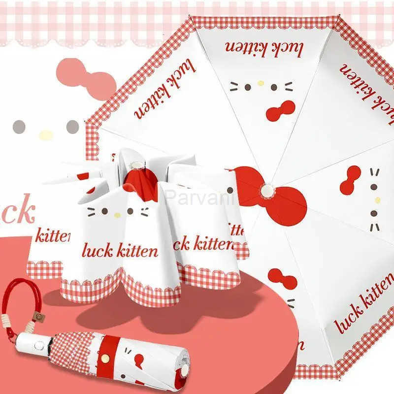 Sanrio Hot Sanrio Hello Kitty Cute Convenient Umbrella Kawaii Anime Sunscreen Uv Protection Student Sunshine and Rain Dual Use Umbrella L251029