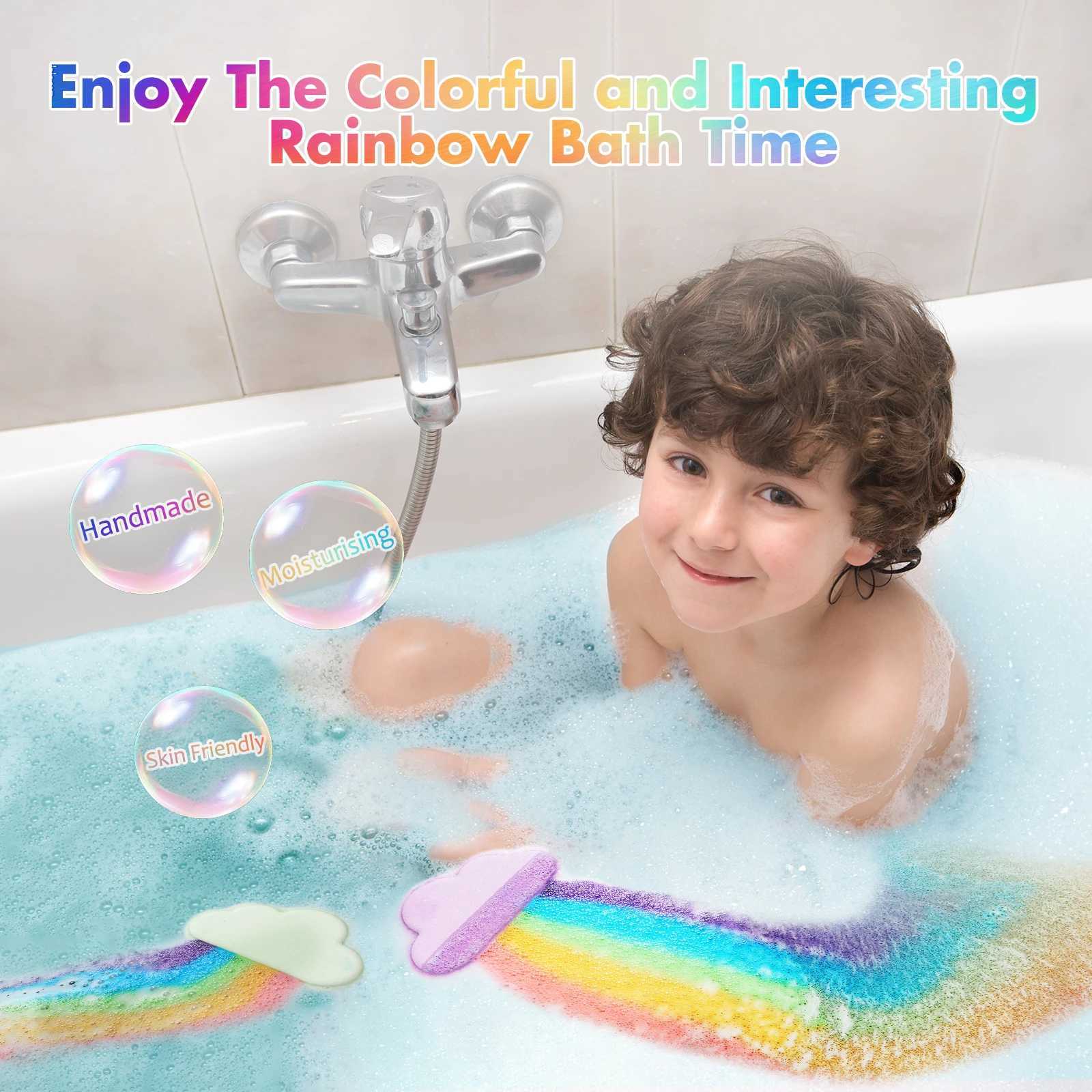 1Pcs4Pcs Rainbow Bath Bombs Gift Set Handmade Organic Bath Bombs for Kids Girls Natural Kid Bubble Bath Fizzy L251029