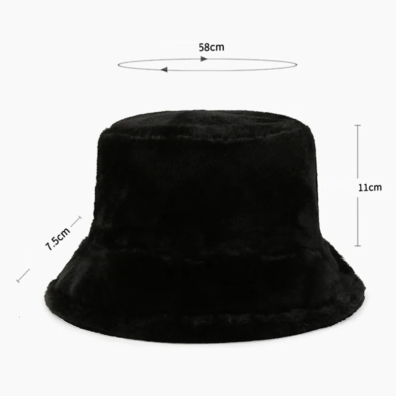 Korean Lamb Faux Fur Bucket Hat Lady Winter Warm Soft Panama Hat Outdoor Fisherman Cap For Women Solid Color Beanie Bonnet 251029