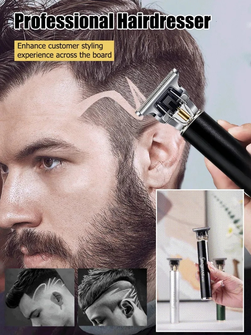 Professional Cutting Barber Rechargeable Hair Trimmer Metal Haircut Machine Clipper for Men 251029 C260312