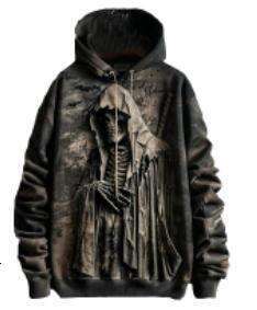 Halloween Hoodie Designer Men's Women's Y2K Hip Hop Gothic Skull Cartoon Pattern Print Black Ultra David Coat Men's Women's Gothic