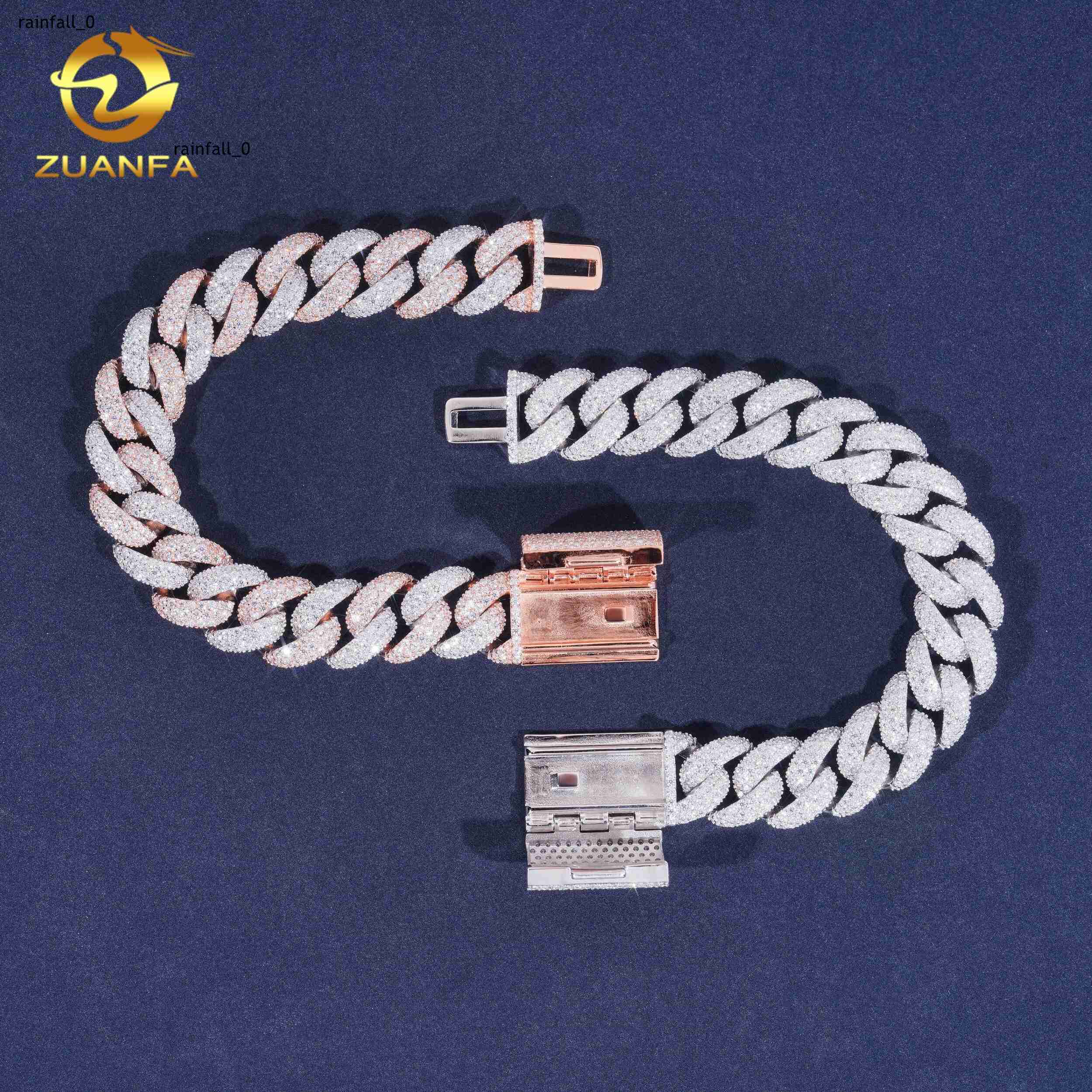 Hip Hop Pass Diamond Test Moissanite 15mm Iced Out Cuban Link Bracelet 925 Sterling Silver Linked Men Bracelet