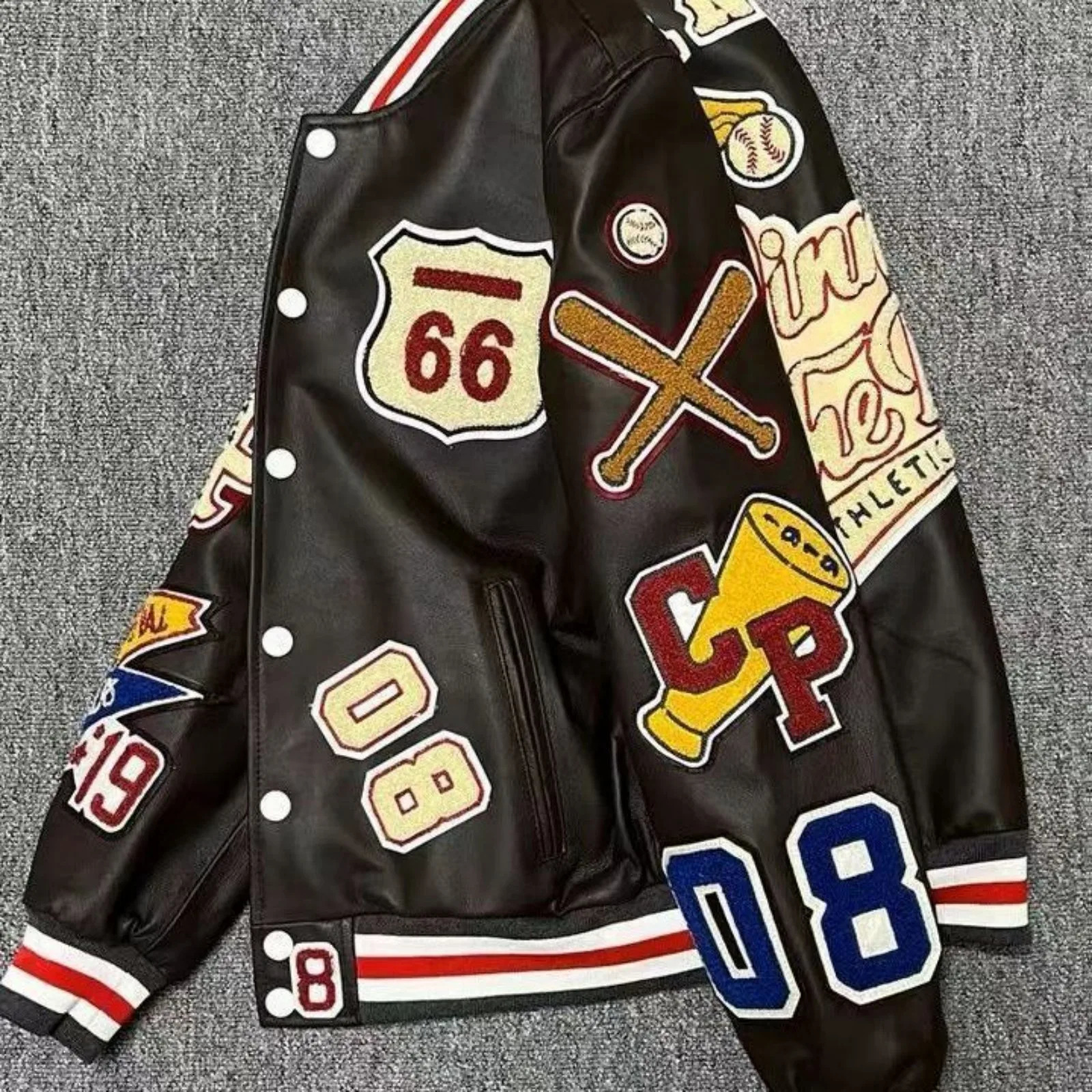 Baseball Jacket For Men Letter Embroidery Trendy Short Leather Loose Winter Harajuku Style 251028