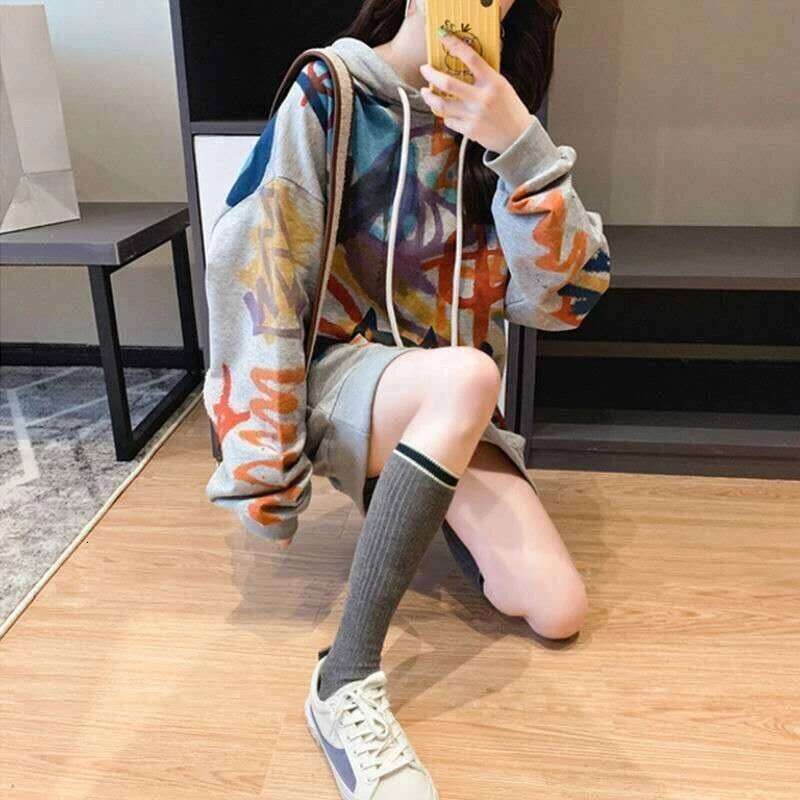 Female Hooded Top Doodle Basic Y2k Vintage Novelty Promotion Essential Matching Emo With Orint On Women's Hoodies Sweatshirts
