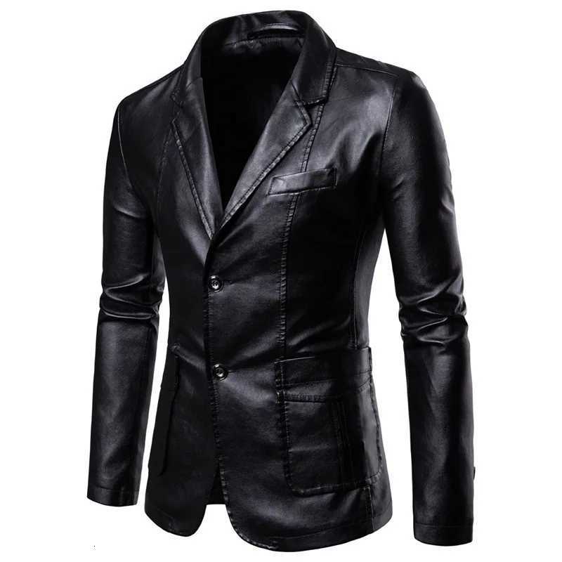 Cross border foreign trade mens leather suit warm washed jacket solid color jacketT251029