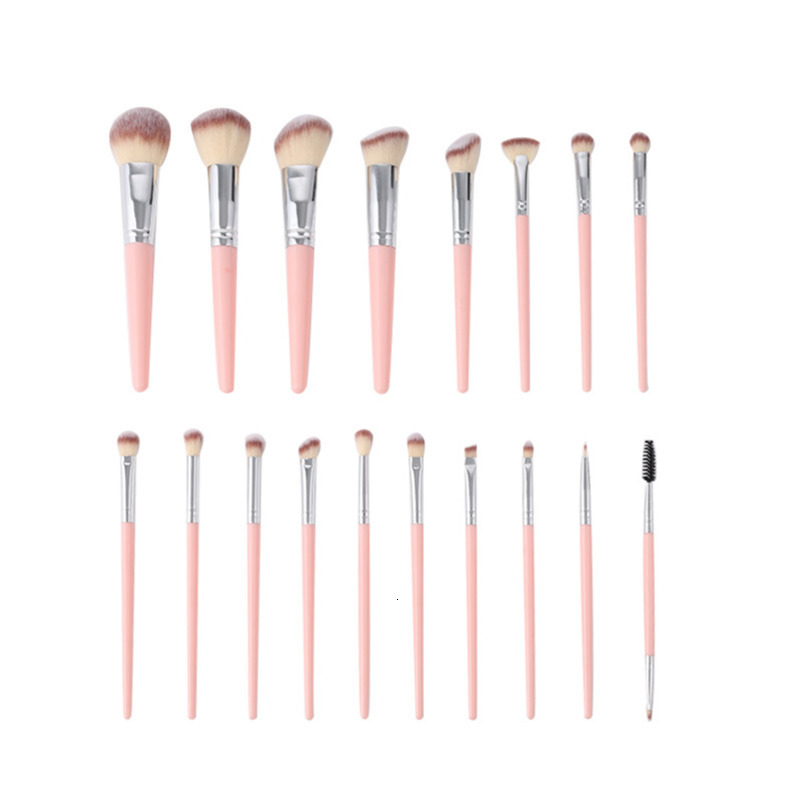 18-Piece Professional Pink Makeup Brush Set Portable Beauty Tools Long-Handled Eyeshadow Brush Foundation Brush Mask Brush