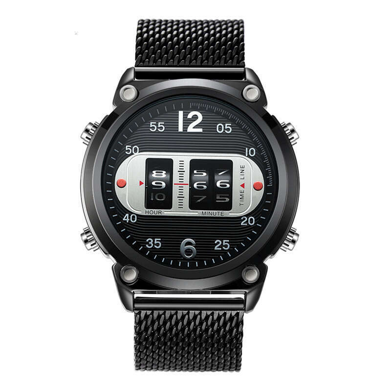 Creative Design Men's Fashion Stainless Steel Mesh Strap Roller Quartz Watch