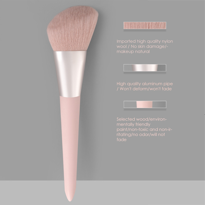 Hot-selling high-quality single pink loose powder brush Also suitable for blush brush and contour brush Premium quality in trendy colors