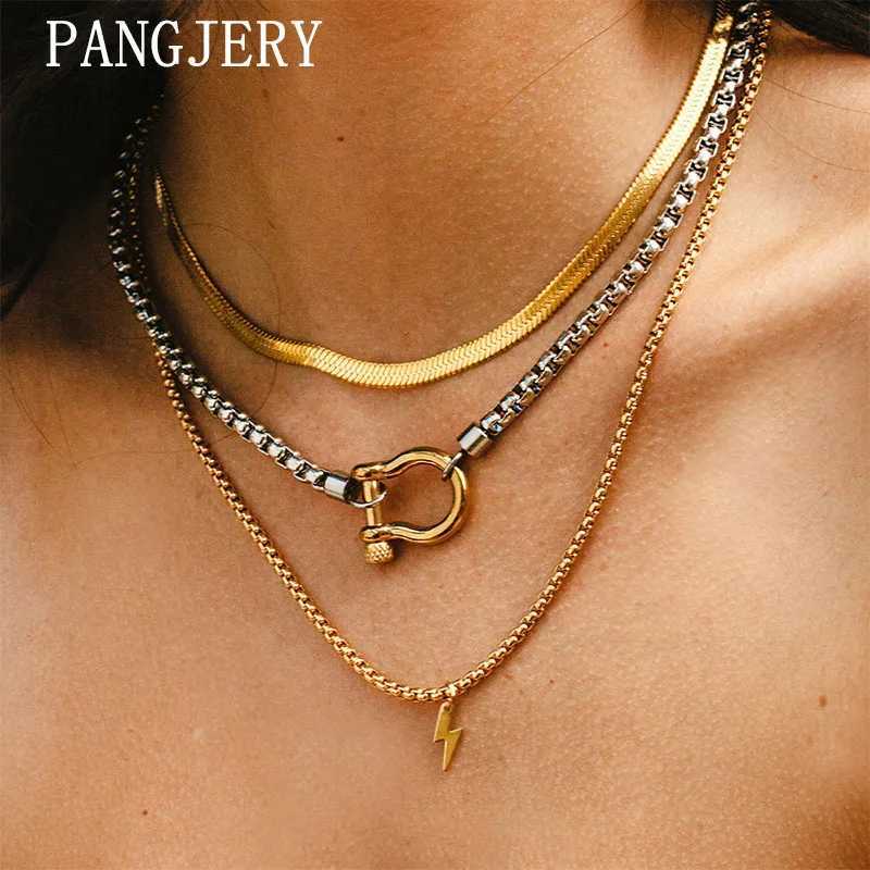 PANGJERY 316L Stainless Steel Carabiner Neckles For Women Couples Fashion Simple Creative avie ain Party Jewelry Gifts J251025