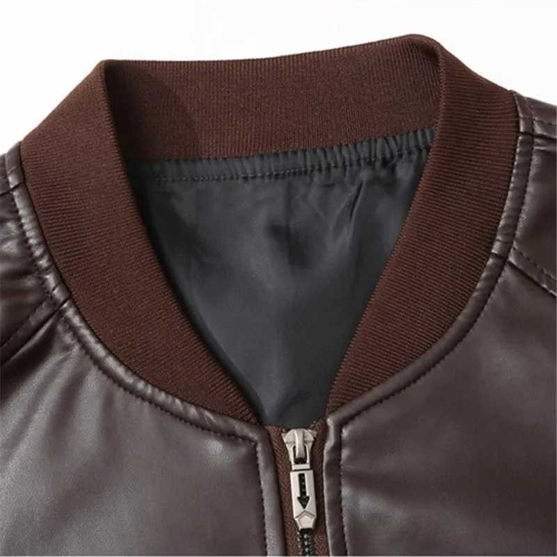 2025 Spring Mens Casual Leather Jackets Solid Stand Collar Zipper Motorcycles PU Outwear Male Autumn Fashion Moto Biker JacketT251029