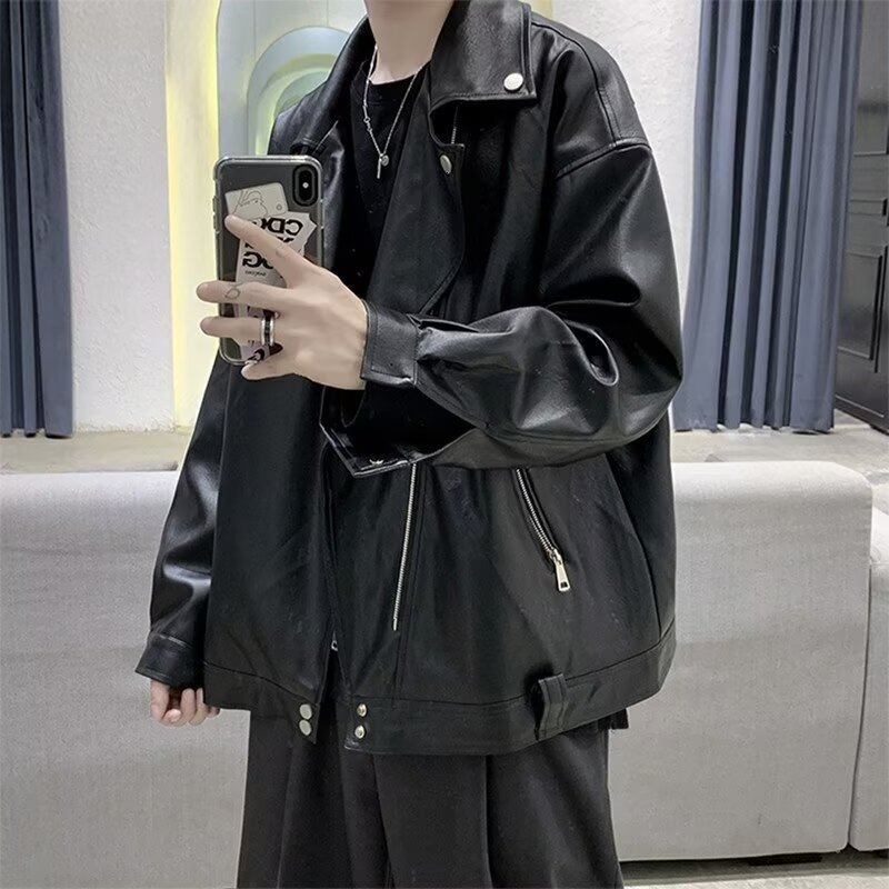 Black Leather Designer Jacket Jacket Men 2025 New American Style Men's Cool Leather Clothing Autumn Winter Motorcycle Men's Coat