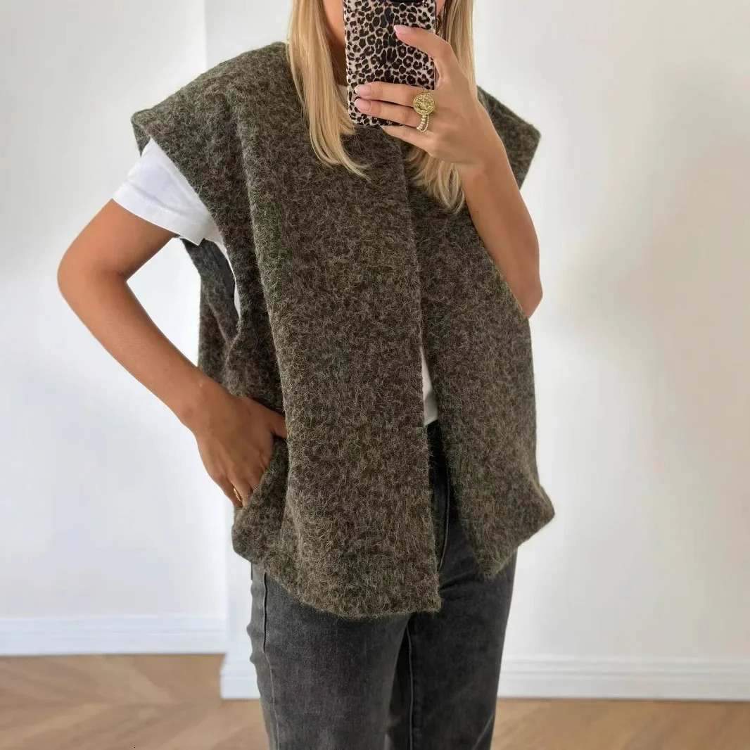 Korean Dongdaemun Vneck Doublesided Handsewn Woolen Vest Womens Elegant Woolen Vest Fashionable Outerwear Jacket 251029