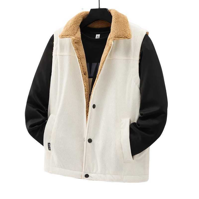 New Autumn and Winter Corduroy Vest for Men Thick Standing Collar Large SizeCamisoleWorkwearVestWarm Cotton Jacket for Men W251029