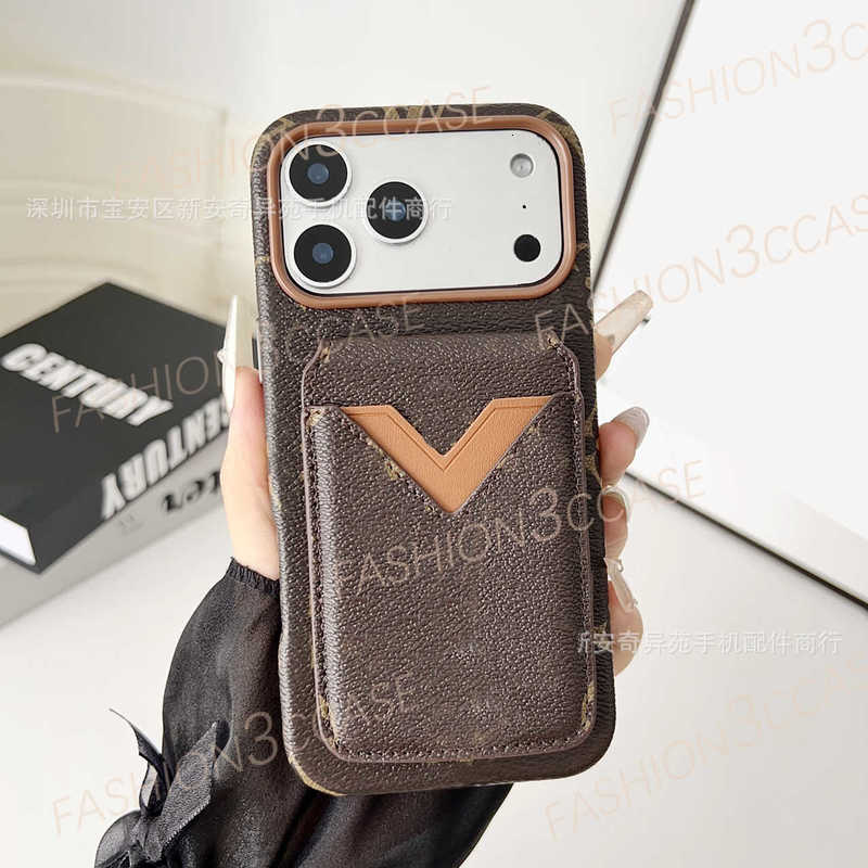 Designer Phone Cases for iPhone 17 16 15 14 Pro max Card Holder Trendy Brand Protective Case Compatible 17 ProMax Luxury Card Slot Stand Apple 16 Phone