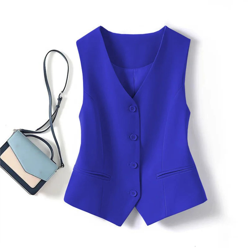 Spring Summer Korean Fashion Vest 2025 Women Short Fashion Vneck Sleeveless Casual Blazer Waistcoat Coats Female Tops 251029