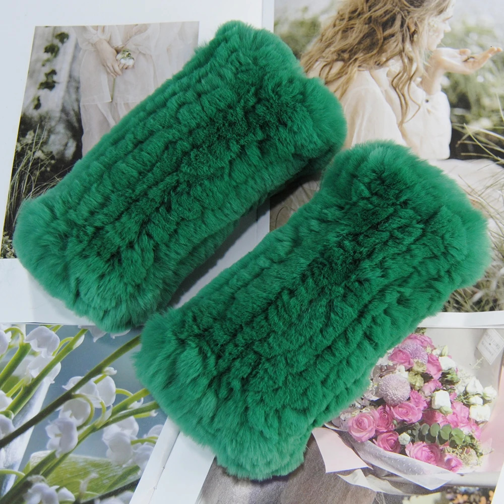 Winter Real Fur Golve Women Outdoor Warm 100 Real Rex Rabbit Fur Gloves Knit Thick Natural Soft Rex Rabbit Fur Mittens 251029