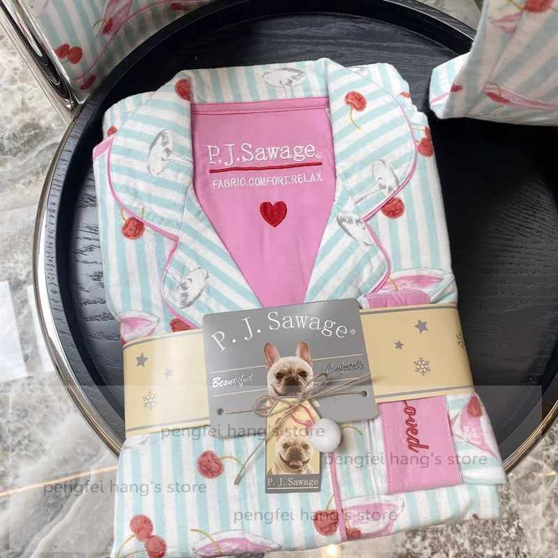 2025 New Pajamas Suit Cotton 2 Piece Set Women Print Cartoon Nightwear Long Sleeve Trousers Set Autumn Loungewear Home ClothesT251029