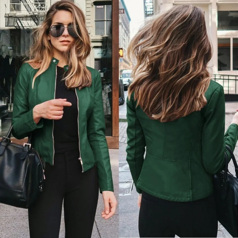 Vintage Women PU Leather Bomber Jacket Fashion Casual Autumn Winter Zipper Windbreaker Streetwear Female Blazer Y2K Clothes 251029