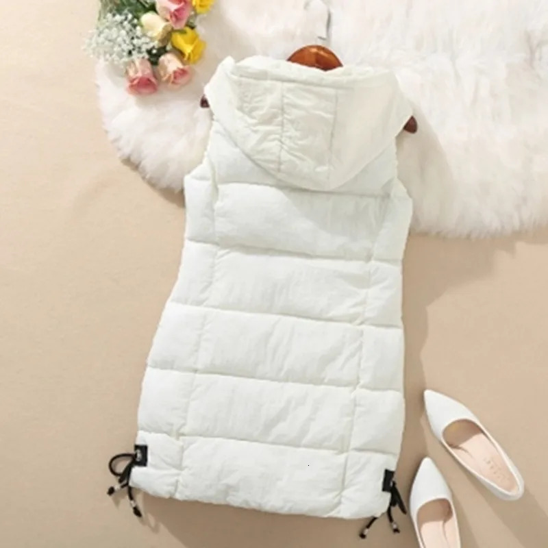 UHYTGF 3XL Loose Size Vest Women Down Jacket Winter Outewear Sleeveless Vest Female Autumn Down Cotton Hooded Warm Waistcoat 890 251029