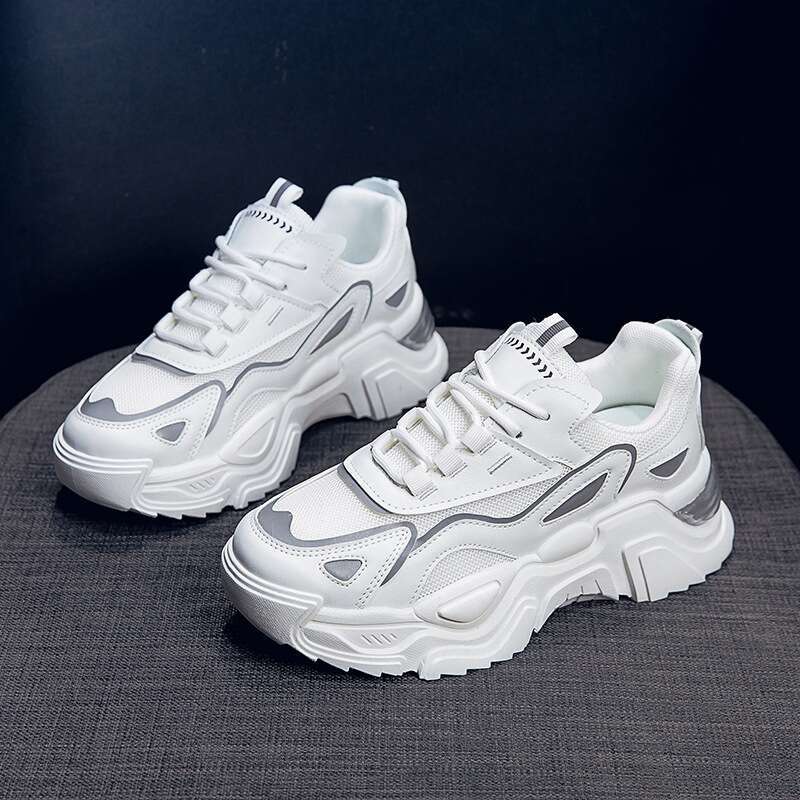 Women's Lightweight Designer Shoe 2025 Internet Celebrity White Casual Sneakers Versatile Thick Sole Height Increasing Breathable Mesh All-Match 