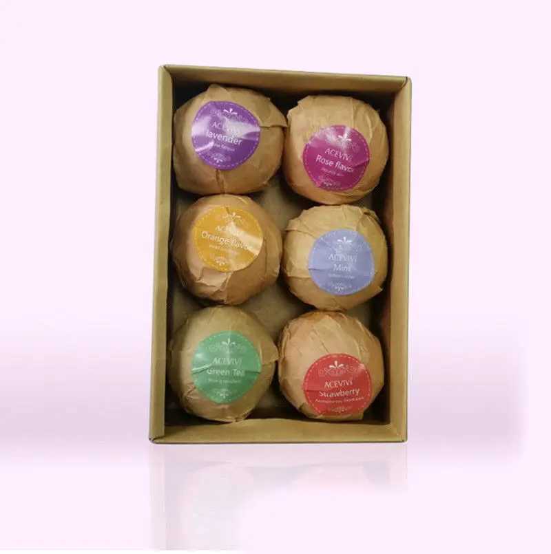 6Pcs Aromatherapy Bubble Bath Bombs with Coconut Oil Gift Bath Fizzies L251029