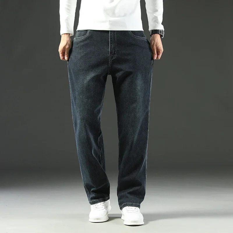 2025 Spring and Autumn Mens Jeans Loose Comfortable Straight Business Casual Versatile Wideleg Business Trousers 251029